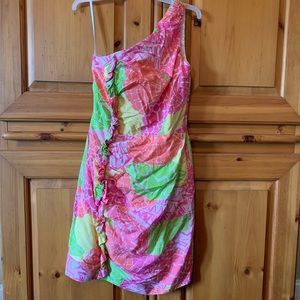 Lilly Pulitzer one shoulder silk/cotton dress